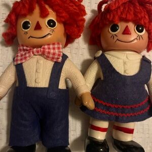 Vintage Raggedy Ann and Andy Vinyl Doll Banks - 1970s Royalty Industries